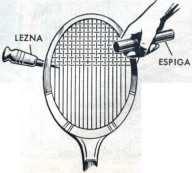 8 - Se usa una espiga para estirar cada cuerda transversal y una lezna para impedir que las cuerdas se aflojen. Envuelva la cuerda alrededor de la espiga, para contar con un mango para tirarla