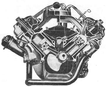 Vista del nuevo y potente motor V-8 de 180 HP