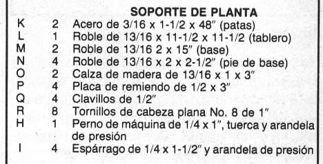 LISTA DE MATERIALES MUEBLES DE JARDIN