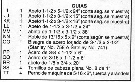 LISTA DE MATERIALES MUEBLES DE JARDIN