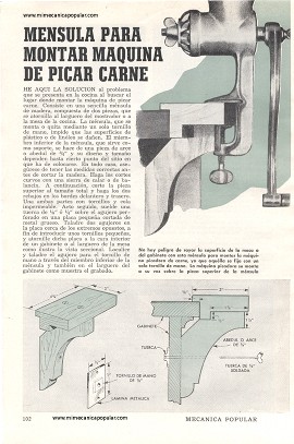Ménsula para montar maquina de picar carne - Febrero 1952