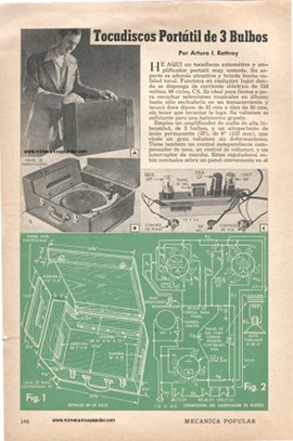 Tocadiscos Portátil de 3 Bulbos Con Cambiadiscos Automático - Noviembre 1948