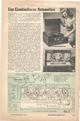 Tocadiscos Portátil de 3 Bulbos Con Cambiadiscos Automático - Noviembre 1948