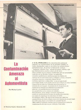 La Contaminación Amenaza al Automovilista - Noviembre 1973