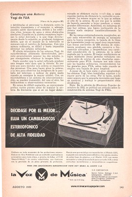 Construya una Antena Yagi de FUA - Agosto 1959