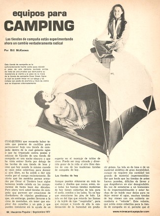 Para el excursionista: Equipos para Camping - Septiembre 1977