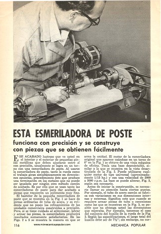 Esmeriladora de poste -torno metal - Junio 1961