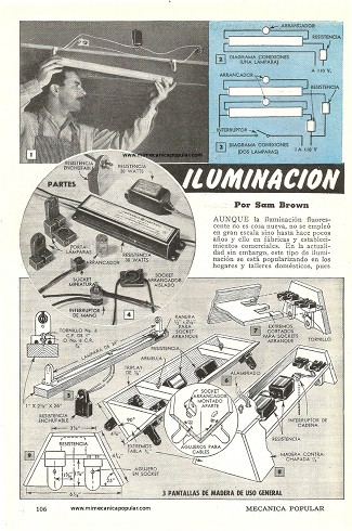 Iluminaci&oacute;n Fluorescente con Aparatos Hechos en Casa - Agosto 1947