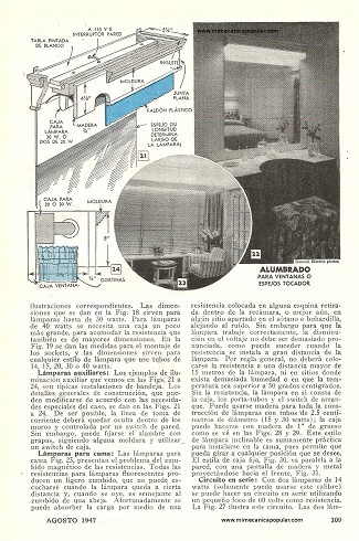 Iluminaci&oacute;n Fluorescente con Aparatos Hechos en Casa - Agosto 1947
