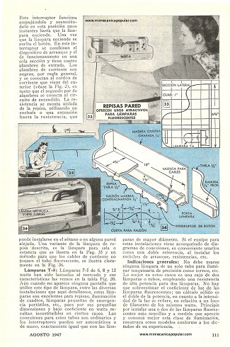 Iluminaci&oacute;n Fluorescente con Aparatos Hechos en Casa - Agosto 1947