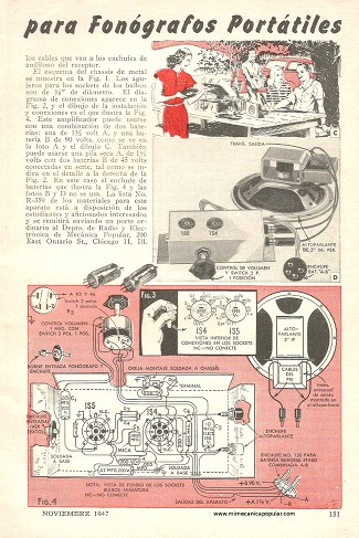 Amplificador de Baterías para Fonógrafos Portátiles - Noviembre 1947