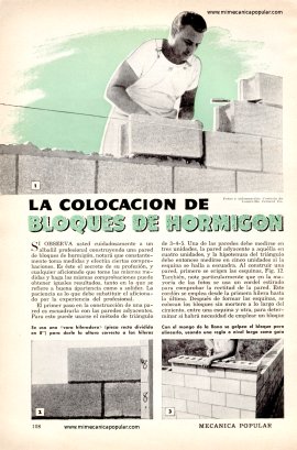 La colocación de bloques de hormigón - Octubre 1958