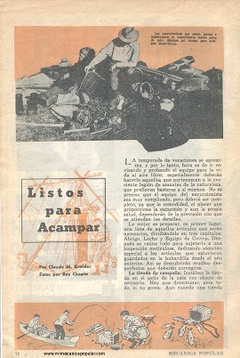 Para el Excursionista: Listos para Acampar - Junio 1947