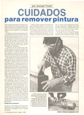Cuidados Para Remover Pintura - Agosto 1988