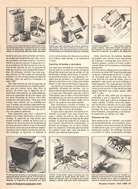 Qu&eacute; disolvente utilizar - Abril 1984