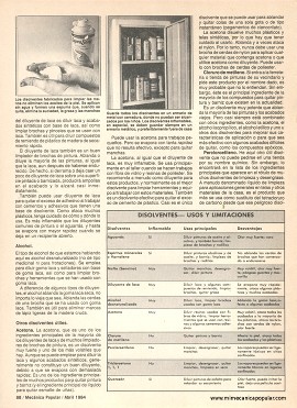 Qu&eacute; disolvente utilizar - Abril 1984