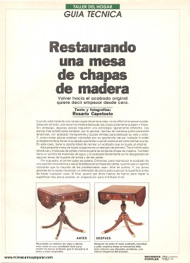 Restaurando una mesa de chapas de madera - Febrero 1994
